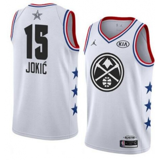 Men Denver Nuggets #15 Nikola Jokic White Basketball Jordan Swingman 2019 All Star Game Jerseys Men Denver Nuggets #15 Nikola Jokic White Basketball Jordan Swingman 2019 All Star Game Jerseys