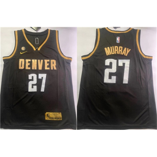 Men Denver Nuggets 27 Jamal Murray Black With NO 6 Patch Stitched Jersey Men Denver Nuggets 27 Jamal Murray Black With NO 6 Patch Stitched Jersey