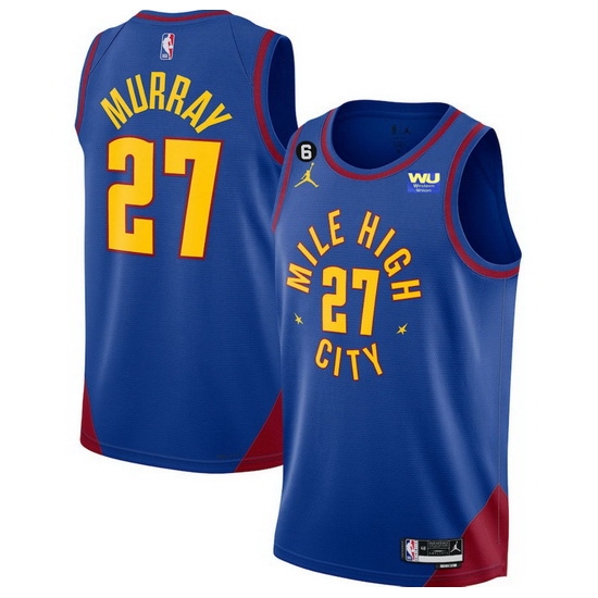 Men Denver Nuggets 27 Jamal Murray Blue 2022 23 Statement Edition With NO 6 Patch Stitched Jersey Men Denver Nuggets 27 Jamal Murray Blue 2022 23 Statement Edition With NO 6 Patch Stitched Jersey