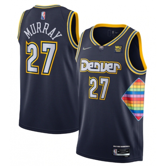 Men Denver Nuggets 27 Jamal Murray Navy 2021 22 City Edition 75th Anniversary Stitched Jersey Men Denver Nuggets 27 Jamal Murray Navy 2021 22 City Edition 75th Anniversary Stitched Jersey