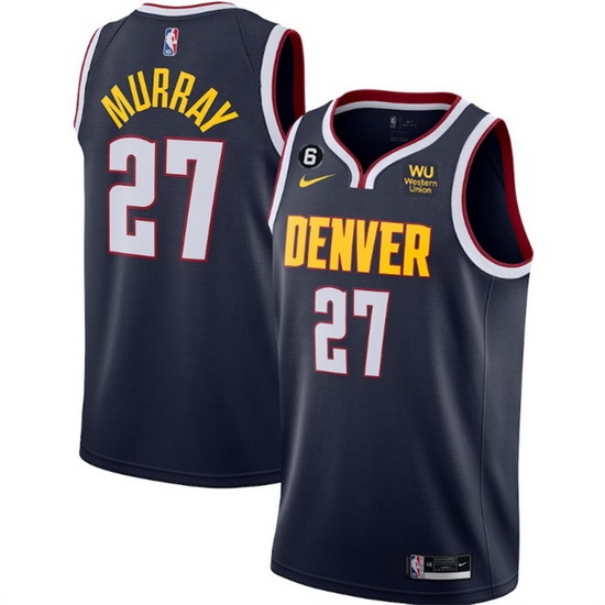Men Denver Nuggets 27 Jamal Murray Navy Icon Edition With NO 6 Patch Stitched Jersey Men Denver Nuggets 27 Jamal Murray Navy Icon Edition With NO 6 Patch Stitched Jersey