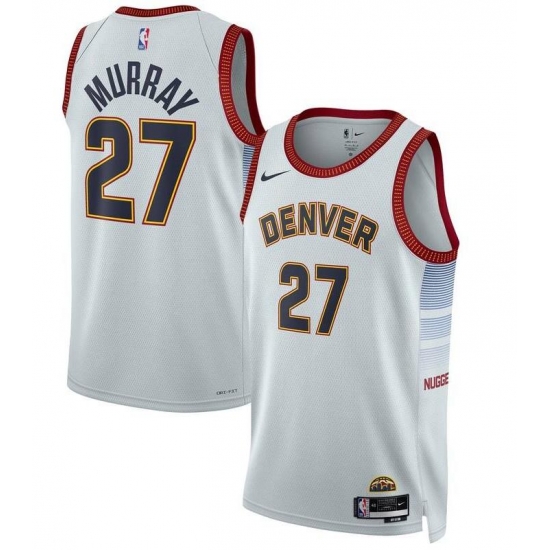 Men Denver Nuggets 27 Jamal Murray Silver 2022 23 City Edition Stitched Jersey Men Denver Nuggets 27 Jamal Murray Silver 2022 23 City Edition Stitched Jersey