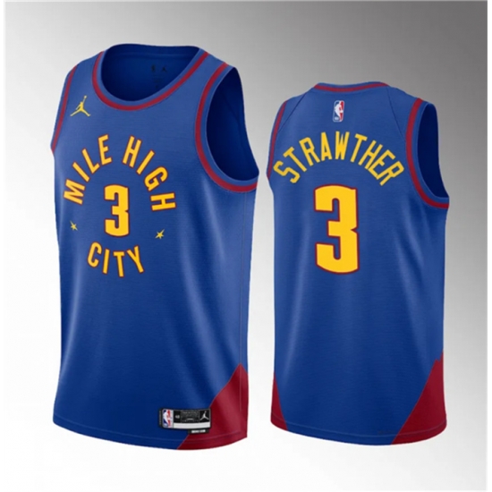 Men Denver Nuggets 3 Julian Strawther Blue 2023 Draft Statement Edition Stitched Basketball Jersey Men Denver Nuggets 3 Julian Strawther Blue 2023 Draft Statement Edition Stitched Basketball Jersey