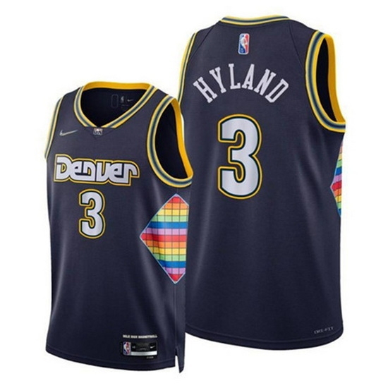 Men Denver Nuggets 3 Nah Shon Hyland Navy 2021 22 City Edition 75th Anniversary Stitched Jersey Men Denver Nuggets 3 Nah Shon Hyland Navy 2021 22 City Edition 75th Anniversary Stitched Jersey