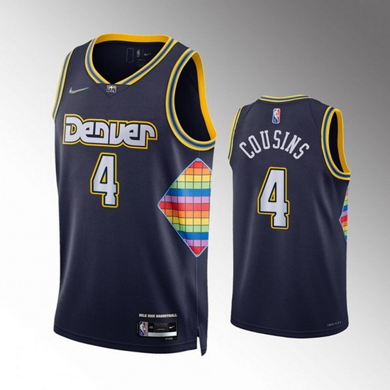 Men Denver Nuggets 4 DeMarcus Cousins Navy 2021 22 City Edition 75th Anniversary Stitched Jersey Men Denver Nuggets 4 DeMarcus Cousins Navy 2021 22 City Edition 75th Anniversary Stitched Jersey