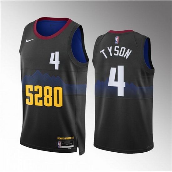 Men Denver Nuggets 4 Hunter Tyson Black 2023 City Edition Stitched Basketball Jersey Men Denver Nuggets 4 Hunter Tyson Black 2023 City Edition Stitched Basketball Jersey
