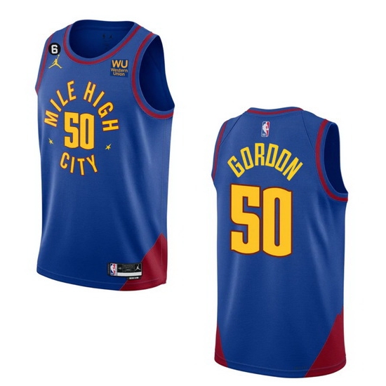 Men Denver Nuggets 50 Aaron Gordon Blue 2022 23 Statement Edition With NO 6 Patch Stitched Jersey Men Denver Nuggets 50 Aaron Gordon Blue 2022 23 Statement Edition With NO 6 Patch Stitched Jersey