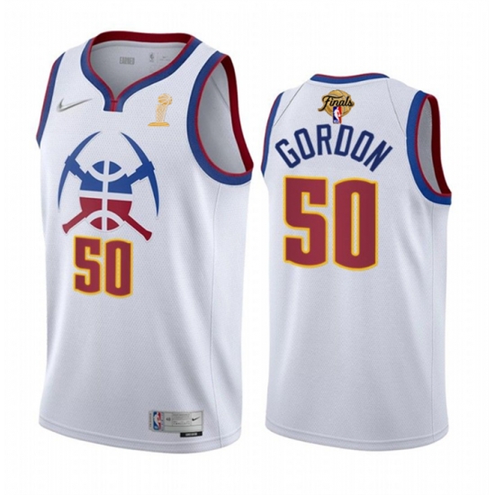 Men Denver Nuggets 50 Aaron Gordon White 2023 Finals Earned Edition Stitched Basketball Jersey Men Denver Nuggets 50 Aaron Gordon White 2023 Finals Earned Edition Stitched Basketball Jersey