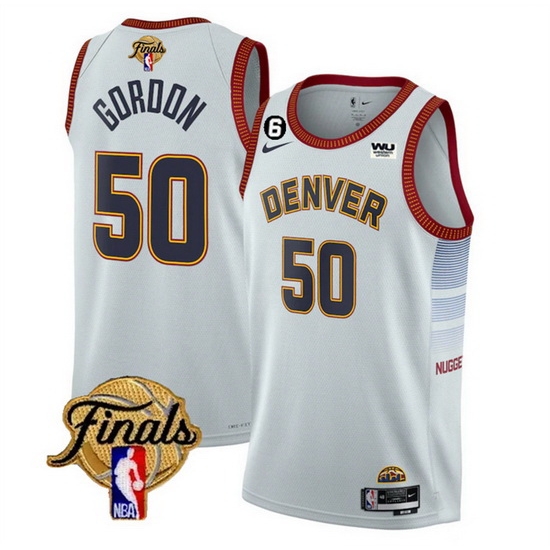 Men Denver Nuggets 50 Aaron Gordon White 2023 Finals Icon Edition With NO 6 Patch Stitched Basketball Jersey Men Denver Nuggets 50 Aaron Gordon White 2023 Finals Icon Edition With NO 6 Patch Stitched Basketball Jersey
