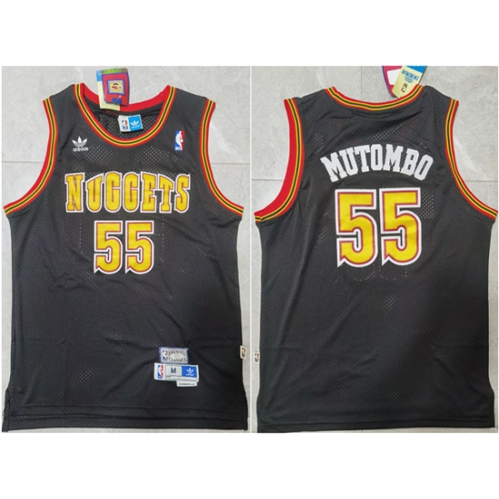 Men Denver Nuggets 55 Dikembe Mutombo Black Throwback Stitched Jersey Men Denver Nuggets 55 Dikembe Mutombo Black Throwback Stitched Jersey