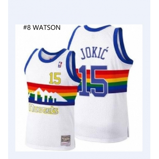 Men Denver Nuggets #8 WATSON white stitched NBA Basketball Jersey