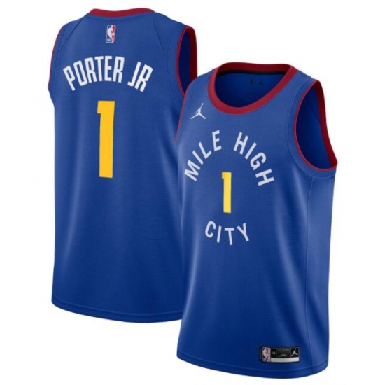 Men Denver Nuggets Jordan Statement #1 Michael Porter Jr Blue Swingman Jersey Men Denver Nuggets Jordan Statement #1 Michael Porter Jr Blue Swingman Jersey