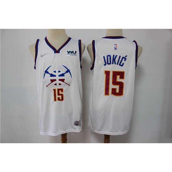 Men Denver Nuggets Nikola Jokic 15 NBA New White Swingman Nike Jersey Men Denver Nuggets Nikola Jokic 15 NBA New White Swingman Nike Jersey