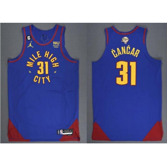 Men Denver Nuggets Vlatko Cancar #31 Blue 2023 Finals Statement Edition With NO 6 Patch Stitched Basketball Jersey Men Denver Nuggets Vlatko Cancar #31 Blue 2023 Finals Statement Edition With NO 6 Patch Stitched Basketball Jersey