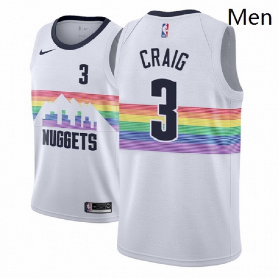 Men NBA 2018 19 Denver Nuggets 3 Torrey Craig City Edition White Jersey Men NBA 2018 19 Denver Nuggets 3 Torrey Craig City Edition White Jersey