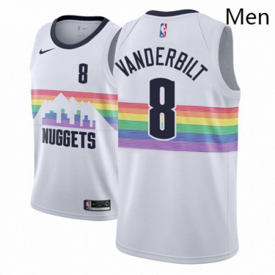 Men NBA 2018 19 Denver Nuggets 8 Jarred Vanderbilt City Edition White Jersey Men NBA 2018 19 Denver Nuggets 8 Jarred Vanderbilt City Edition White Jersey