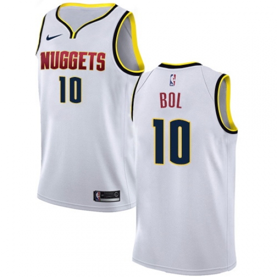 Men Nike Denver Nuggets 10 Bol Bol White NBA Swingman Association Edition Jersey Men Nike Denver Nuggets 10 Bol Bol White NBA Swingman Association Edition Jersey