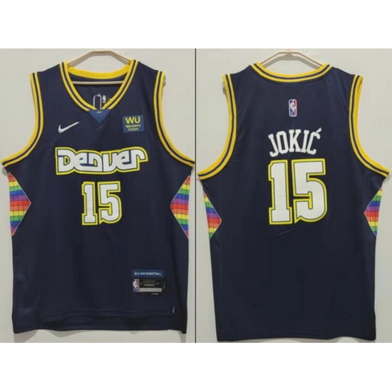 Men Nike Denver Nuggets Nikola Jokic #15 75th Anniversary NBA Stitched Jersey Men Nike Denver Nuggets Nikola Jokic #15 75th Anniversary NBA Stitched Jersey