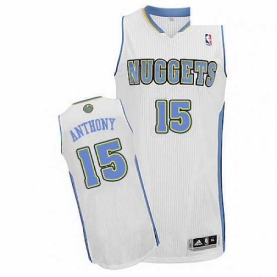 Mens Adidas Denver Nuggets 15 Carmelo Anthony Authentic White Home NBA Jersey Mens Adidas Denver Nuggets 15 Carmelo Anthony Authentic White Home NBA Jersey