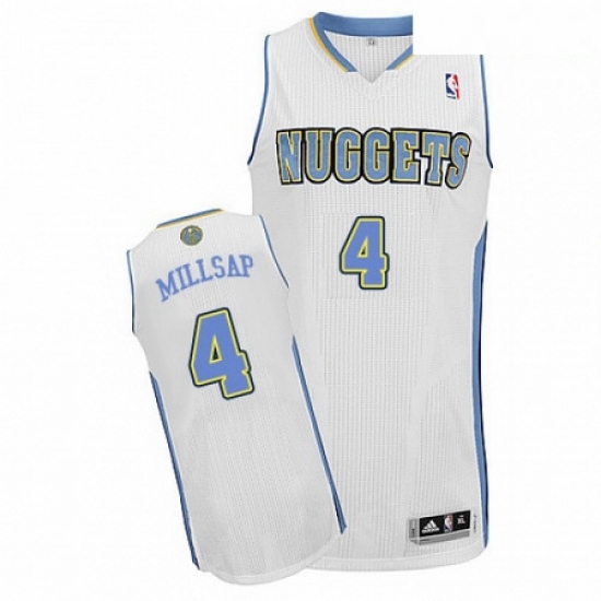Mens Adidas Denver Nuggets 4 Paul Millsap Authentic White Home NBA Jersey Mens Adidas Denver Nuggets 4 Paul Millsap Authentic White Home NBA Jersey