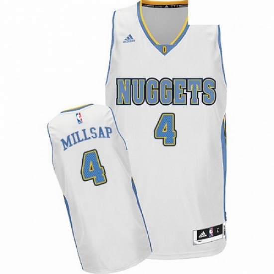 Mens Adidas Denver Nuggets 4 Paul Millsap Swingman White Home NBA Jersey Mens Adidas Denver Nuggets 4 Paul Millsap Swingman White Home NBA Jersey