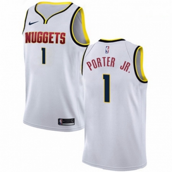 Mens Nike Denver Nuggets 1 Michael Porter Jr White NBA Swingman Association Edition Jersey Mens Nike Denver Nuggets 1 Michael Porter Jr White NBA Swingman Association Edition Jersey