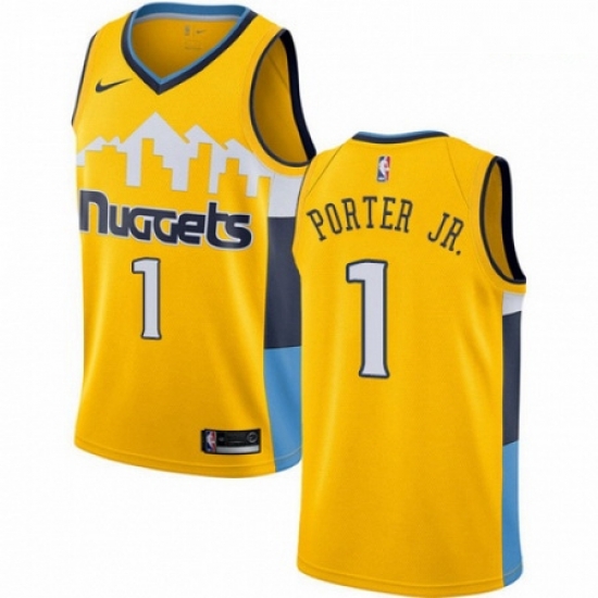 Mens Nike Denver Nuggets 1 Michael Porter Jr Yellow NBA Swingman Statement Edition Jersey Mens Nike Denver Nuggets 1 Michael Porter Jr Yellow NBA Swingman Statement Edition Jersey