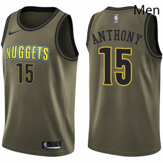 Mens Nike Denver Nuggets 15 Carmelo Anthony Swingman Green Salute to Service NBA Jersey Mens Nike Denver Nuggets 15 Carmelo Anthony Swingman Green Salute to Service NBA Jersey