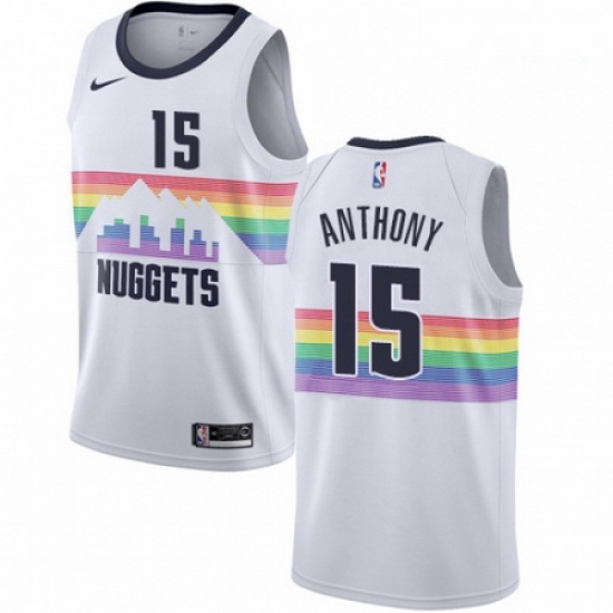 Mens Nike Denver Nuggets 15 Carmelo Anthony Swingman White NBA Jersey City Edition Mens Nike Denver Nuggets 15 Carmelo Anthony Swingman White NBA Jersey City Edition