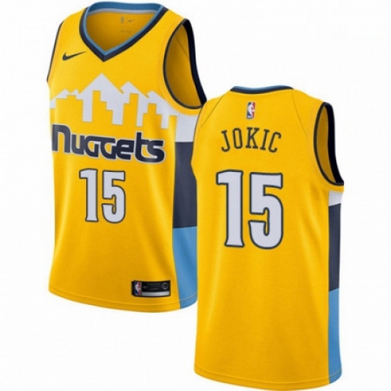 Mens Nike Denver Nuggets 15 Nikola Jokic Authentic Gold Alternate NBA Jersey Statement Edition Mens Nike Denver Nuggets 15 Nikola Jokic Authentic Gold Alternate NBA Jersey Statement Edition