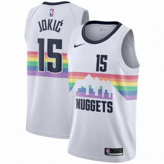 Mens Nike Denver Nuggets 15 Nikola Jokic Swingman White NBA Jersey City Edition Mens Nike Denver Nuggets 15 Nikola Jokic Swingman White NBA Jersey City Edition