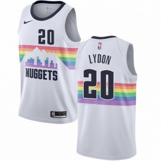 Mens Nike Denver Nuggets 20 Tyler Lydon Swingman White NBA Jersey City Edition Mens Nike Denver Nuggets 20 Tyler Lydon Swingman White NBA Jersey City Edition