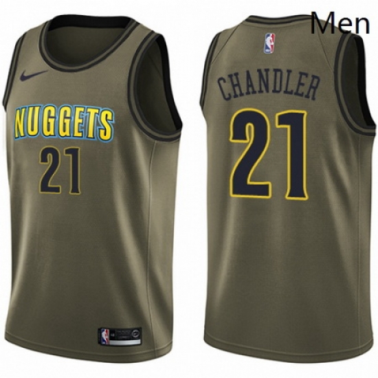 Mens Nike Denver Nuggets 21 Wilson Chandler Swingman Green Salute to Service NBA Jersey Mens Nike Denver Nuggets 21 Wilson Chandler Swingman Green Salute to Service NBA Jersey
