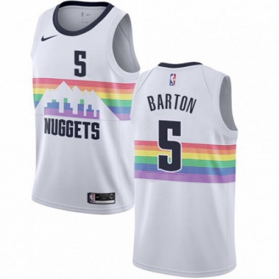 Mens Nike Denver Nuggets 5 Will Barton Swingman White NBA Jersey City Edition Mens Nike Denver Nuggets 5 Will Barton Swingman White NBA Jersey City Edition