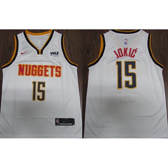 Nuggets 15 Nikola Jokic White Nike Swingman Jersey Nuggets 15 Nikola Jokic White Nike Swingman Jersey
