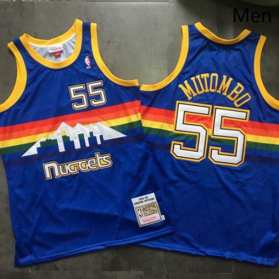 Nuggets 55 Dikembe Mutombo Blue 1991 92 Hardwood Classics Swingman Jersey Nuggets 55 Dikembe Mutombo Blue 1991 92 Hardwood Classics Swingman Jersey