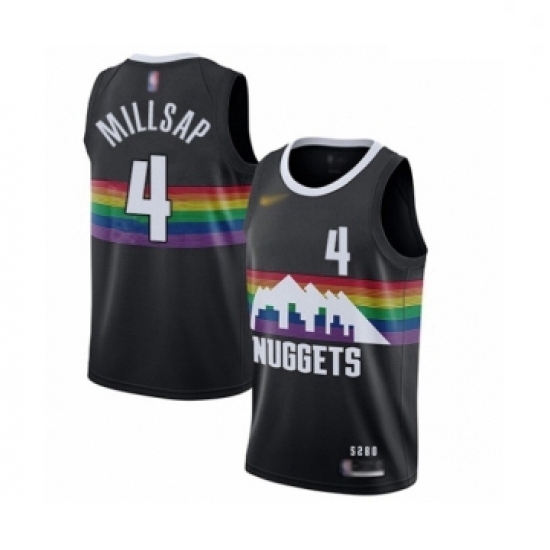 Youth Denver Nuggets #4 Paul Millsap Swingman Black Basketball Jersey - 2019 20 City Edition Youth Denver Nuggets #4 Paul Millsap Swingman Black Basketball Jersey - 2019 20 City Edition