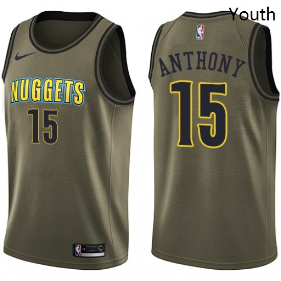 Youth Nike Denver Nuggets 15 Carmelo Anthony Swingman Green Salute to Service NBA Jersey Youth Nike Denver Nuggets 15 Carmelo Anthony Swingman Green Salute to Service NBA Jersey