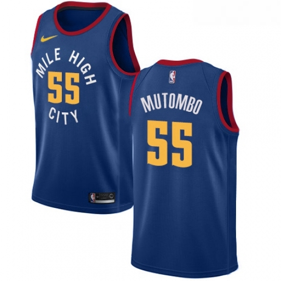 Youth Nike Denver Nuggets 55 Dikembe Mutombo Swingman Light Blue Alternate NBA Jersey Statement Edition Youth Nike Denver Nuggets 55 Dikembe Mutombo Swingman Light Blue Alternate NBA Jersey Statement Edition
