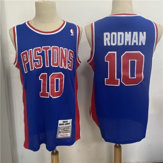 Men Detroit Pistons 10 Dennis Rodman Blue 1988 89 Hardwood Classics Jersey Men Detroit Pistons 10 Dennis Rodman Blue 1988 89 Hardwood Classics Jersey