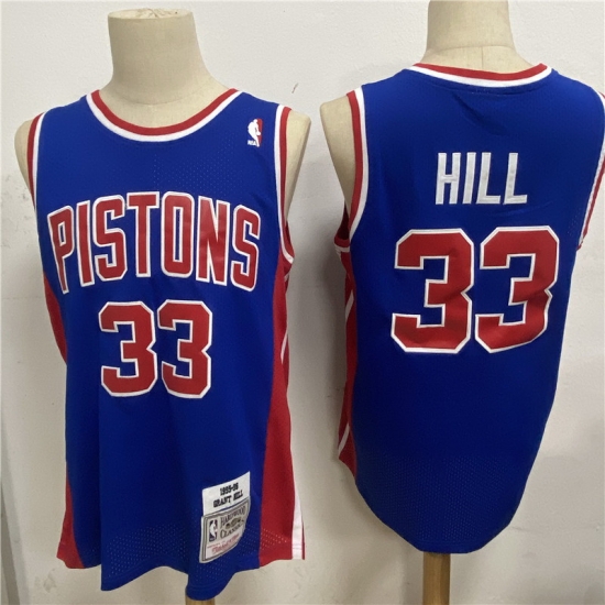 Men Detroit Pistons 33 Grant Hill Blue 1995 96 Hardwood Classics Jersey Men Detroit Pistons 33 Grant Hill Blue 1995 96 Hardwood Classics Jersey