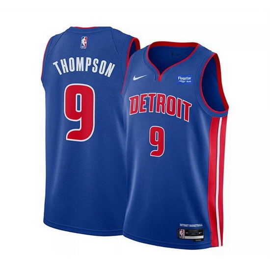 Men Detroit Pistons 9 Ausar Thompson Blue Icon Edition Stitched Basketball Jersey Men Detroit Pistons 9 Ausar Thompson Blue Icon Edition Stitched Basketball Jersey