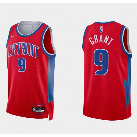 Men Detroit Pistons 9 Jerami Grant 75th Anniversary Red Stitched Jersey Men Detroit Pistons 9 Jerami Grant 75th Anniversary Red Stitched Jersey