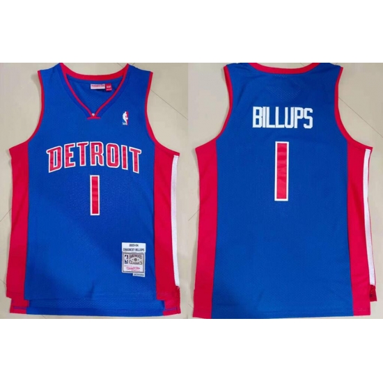 Men Detroit Pistons Chauncey Billups #1 Blue Hardwood Classic Mitchell Ness Jersey Men Detroit Pistons Chauncey Billups #1 Blue Hardwood Classic Mitchell Ness Jersey