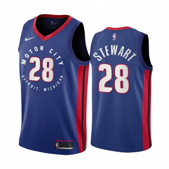 Men Nike Detroit Pistons 28 Isaiah Stewart Blue NBA Swingman 2020 21 City Edition Jersey Men Nike Detroit Pistons 28 Isaiah Stewart Blue NBA Swingman 2020 21 City Edition Jersey