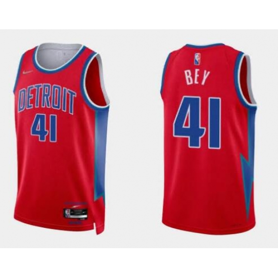 Men Nike Detroit Pistons 41 Saddiq Bey Red NBA Swingman 2020 21 City Edition Jersey Men Nike Detroit Pistons 41 Saddiq Bey Red NBA Swingman 2020 21 City Edition Jersey