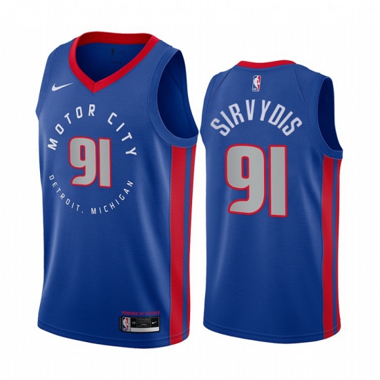 Men Nike Detroit Pistons 91 Deividas Sirvydis Blue NBA Swingman 2020 21 City Edition Jersey Men Nike Detroit Pistons 91 Deividas Sirvydis Blue NBA Swingman 2020 21 City Edition Jersey