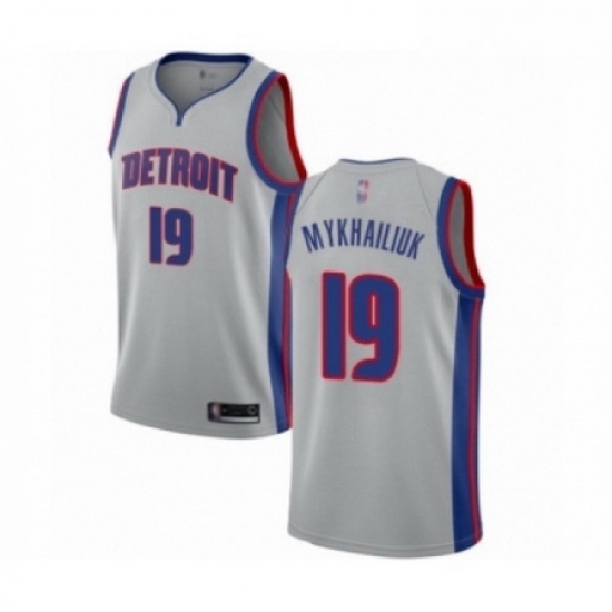 Mens Detroit Pistons 19 Sviatoslav Mykhailiuk Authentic Silver Basketball Jersey Statement Edition Mens Detroit Pistons 19 Sviatoslav Mykhailiuk Authentic Silver Basketball Jersey Statement Edition