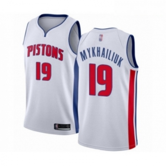 Mens Detroit Pistons 19 Sviatoslav Mykhailiuk Authentic White Basketball Jersey Association Edition Mens Detroit Pistons 19 Sviatoslav Mykhailiuk Authentic White Basketball Jersey Association Edition