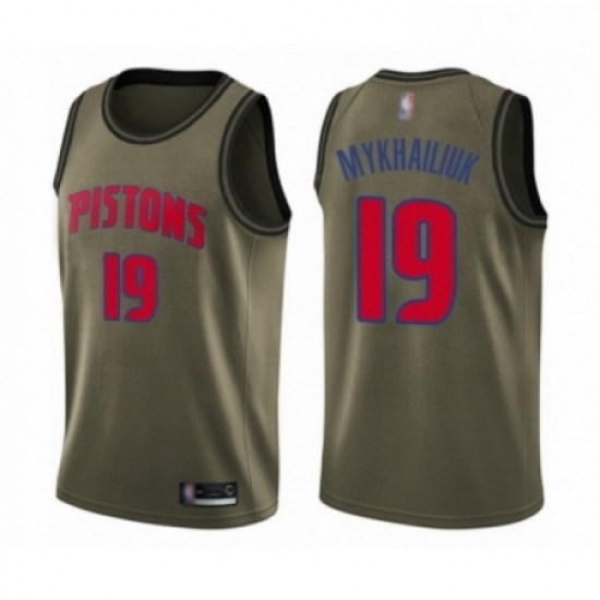 Mens Detroit Pistons 19 Sviatoslav Mykhailiuk Swingman Green Salute to Service Basketball Jersey Mens Detroit Pistons 19 Sviatoslav Mykhailiuk Swingman Green Salute to Service Basketball Jersey